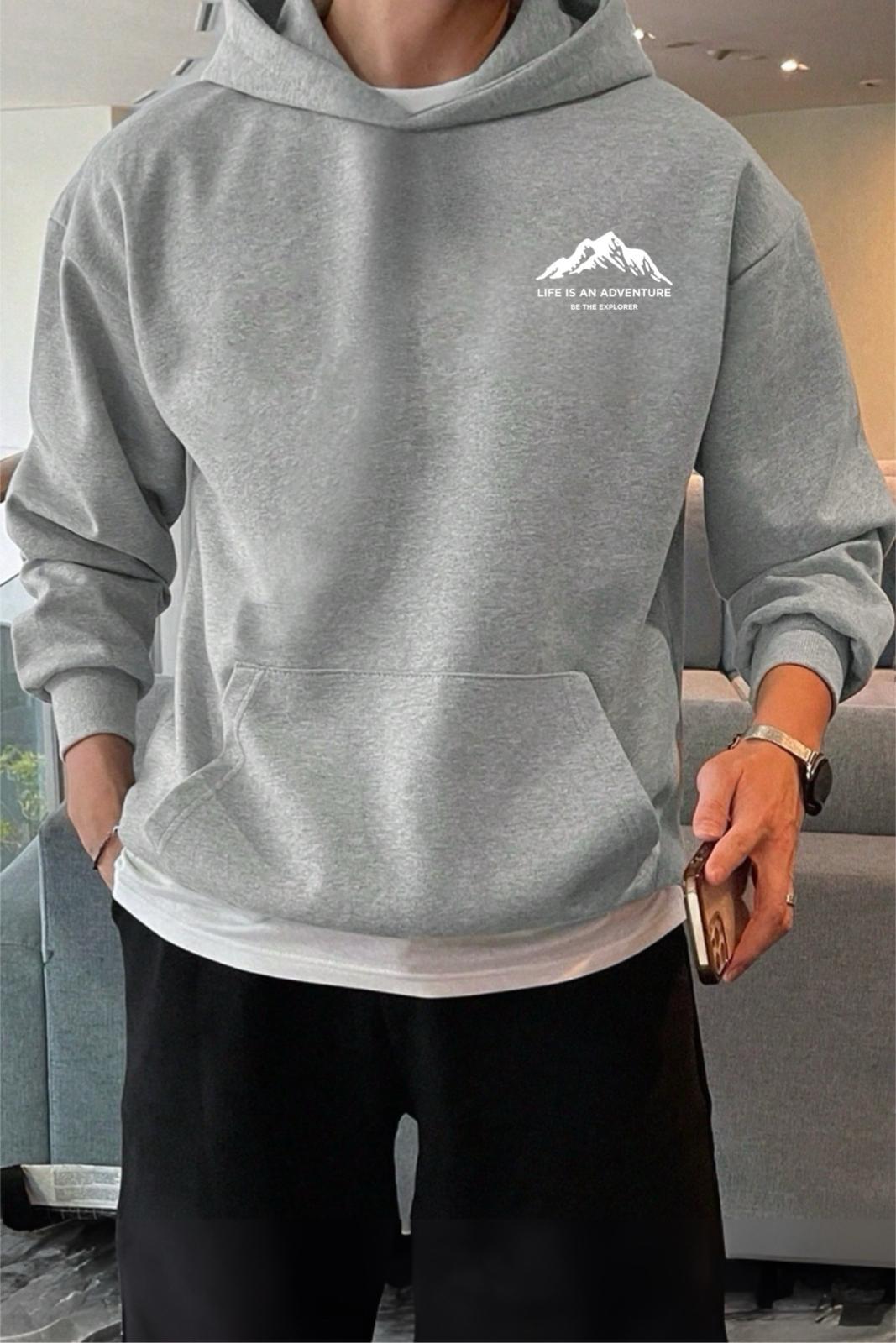 Life Adventure Baskılı Pamuklu Erkek Sweatshirt