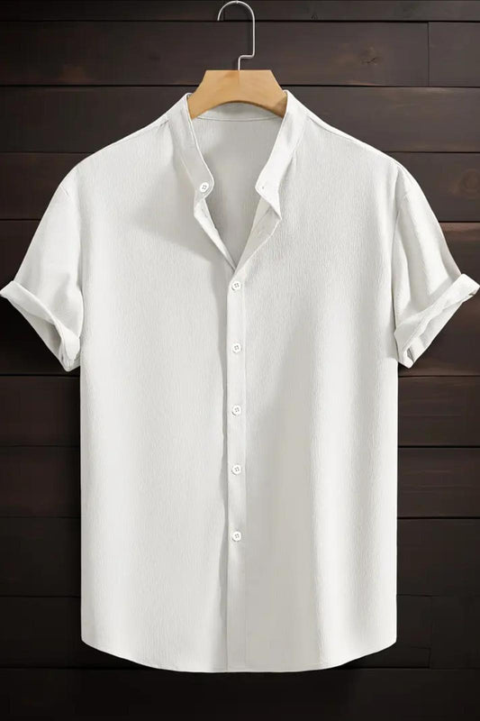 Laend Slim Fit Esnek Likralı Kısa Kol Hakim Yaka Erkek Gömlek
