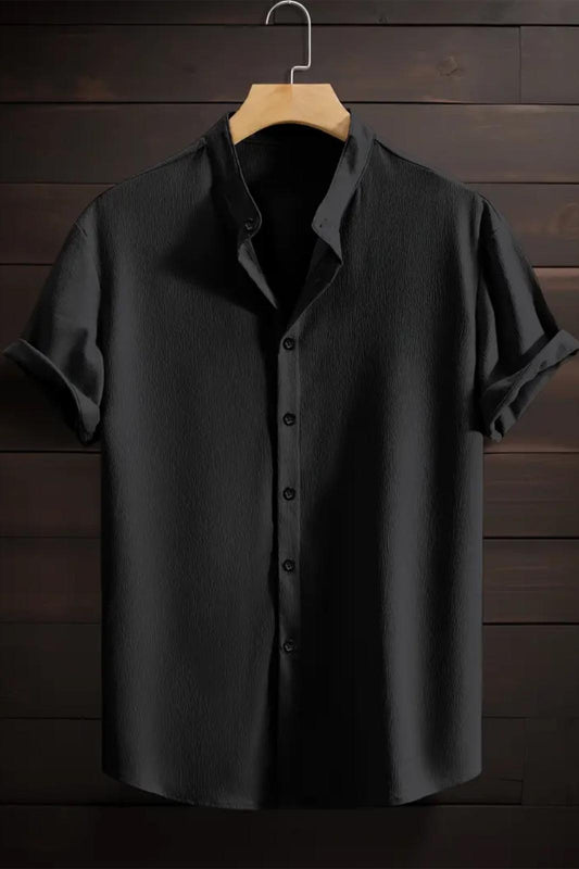 Laend Slim Fit Esnek Likralı Kısa Kol Hakim Yaka Erkek Gömlek