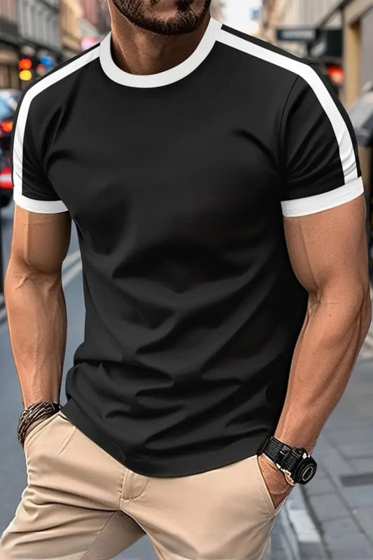 Lima Slim Fit Likralı Esnek Omuz ve Kol Şeritli Erkek Tshirt