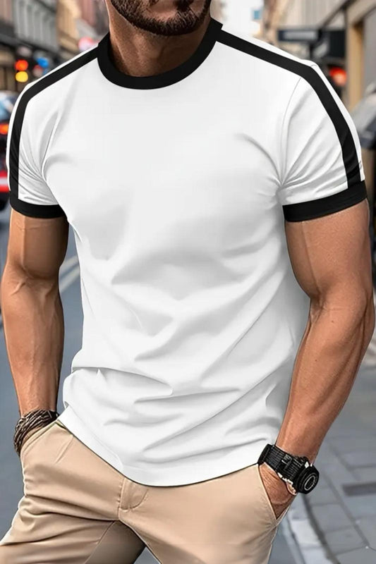 Lima Slim Fit Likralı Esnek Omuz ve Kol Şeritli Erkek Tshirt