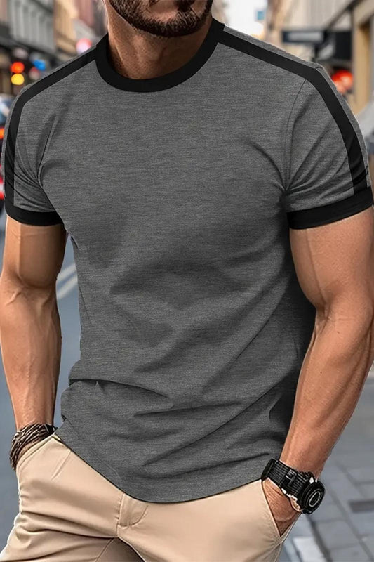 Lima Slim Fit Likralı Esnek Omuz ve Kol Şeritli Erkek Tshirt