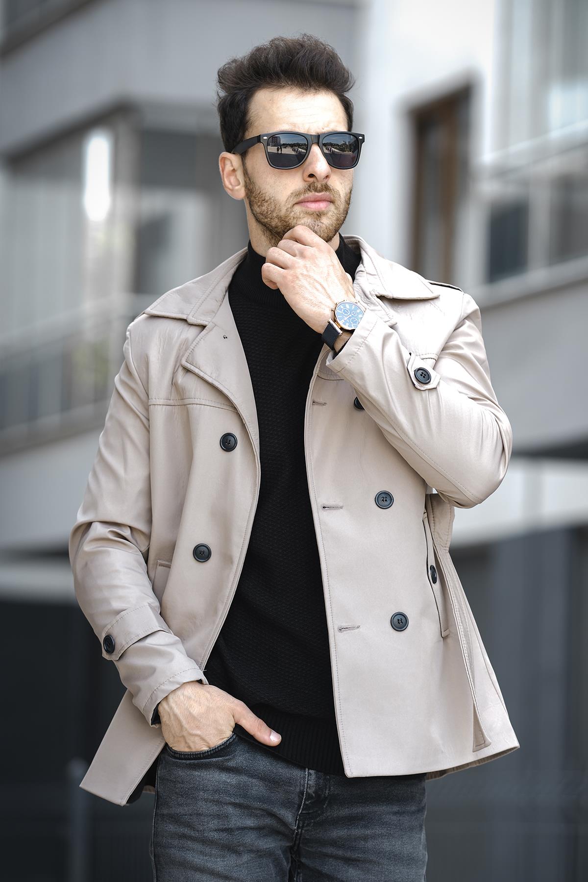 Lusaka Su İtici Slim Fit Kemer Detaylı Trençkot