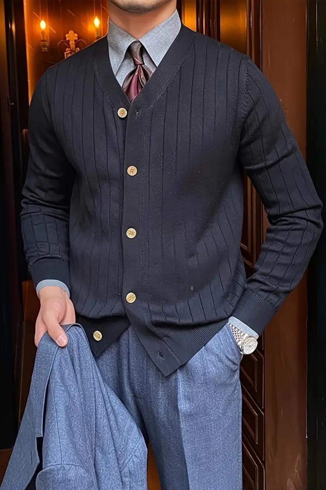 Michel Dar Kesim Slim Fit Düğmeli V Yaka Hırka Erkek Hırka