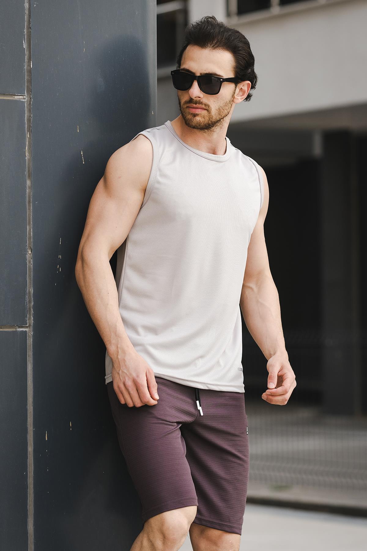 Mozi Mikro Polyester Slim Fit Perform Antrenman Sporcu Erkek Atlet
