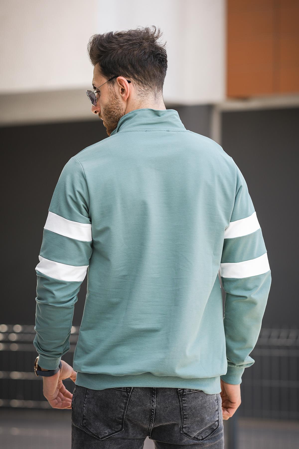 Nepido Çift Renkli Yarım Fermuarlı Balıkçı Yaka Erkek Sweatshirt