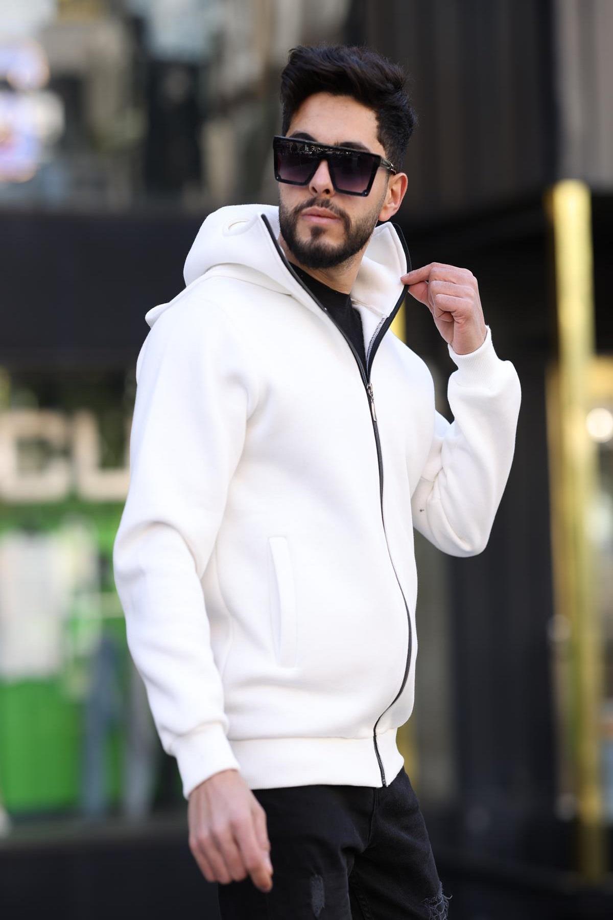 Ninja Kar Maskeli Kapüşonlu Üç İplik Pamuklu Fermuarlı Unisex Sweatshirt