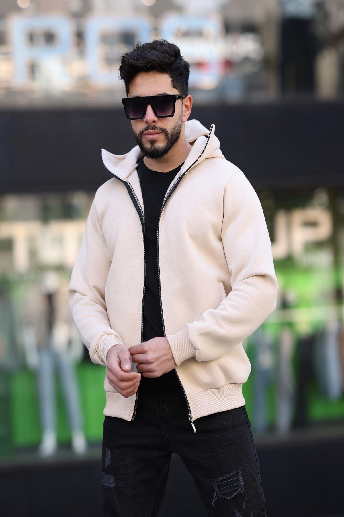 Ninja Kar Maskeli Kapüşonlu Üç İplik Pamuklu Fermuarlı Unisex Sweatshirt