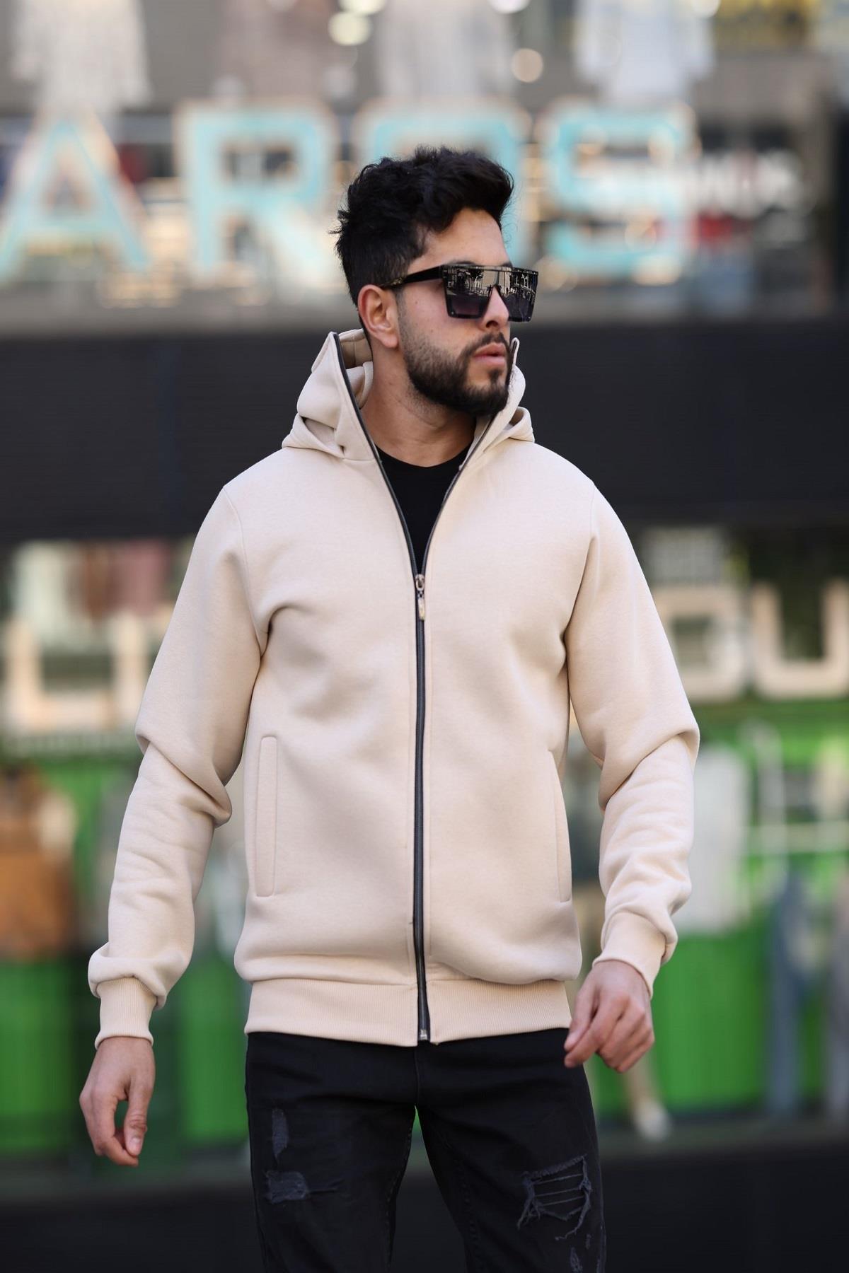 Ninja Kar Maskeli Kapüşonlu Üç İplik Pamuklu Fermuarlı Unisex Sweatshirt
