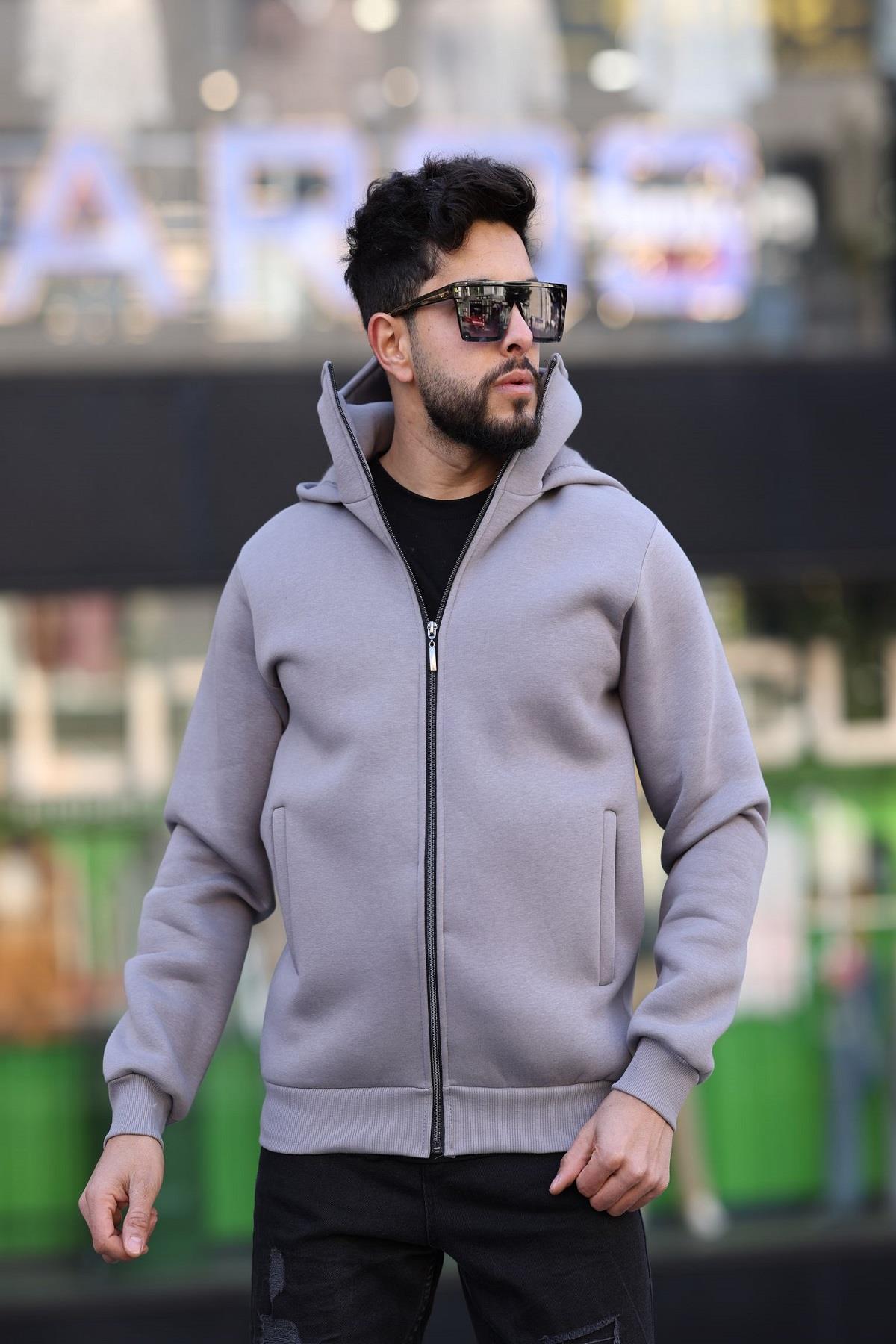 Ninja Kar Maskeli Kapüşonlu Üç İplik Pamuklu Fermuarlı Unisex Sweatshirt