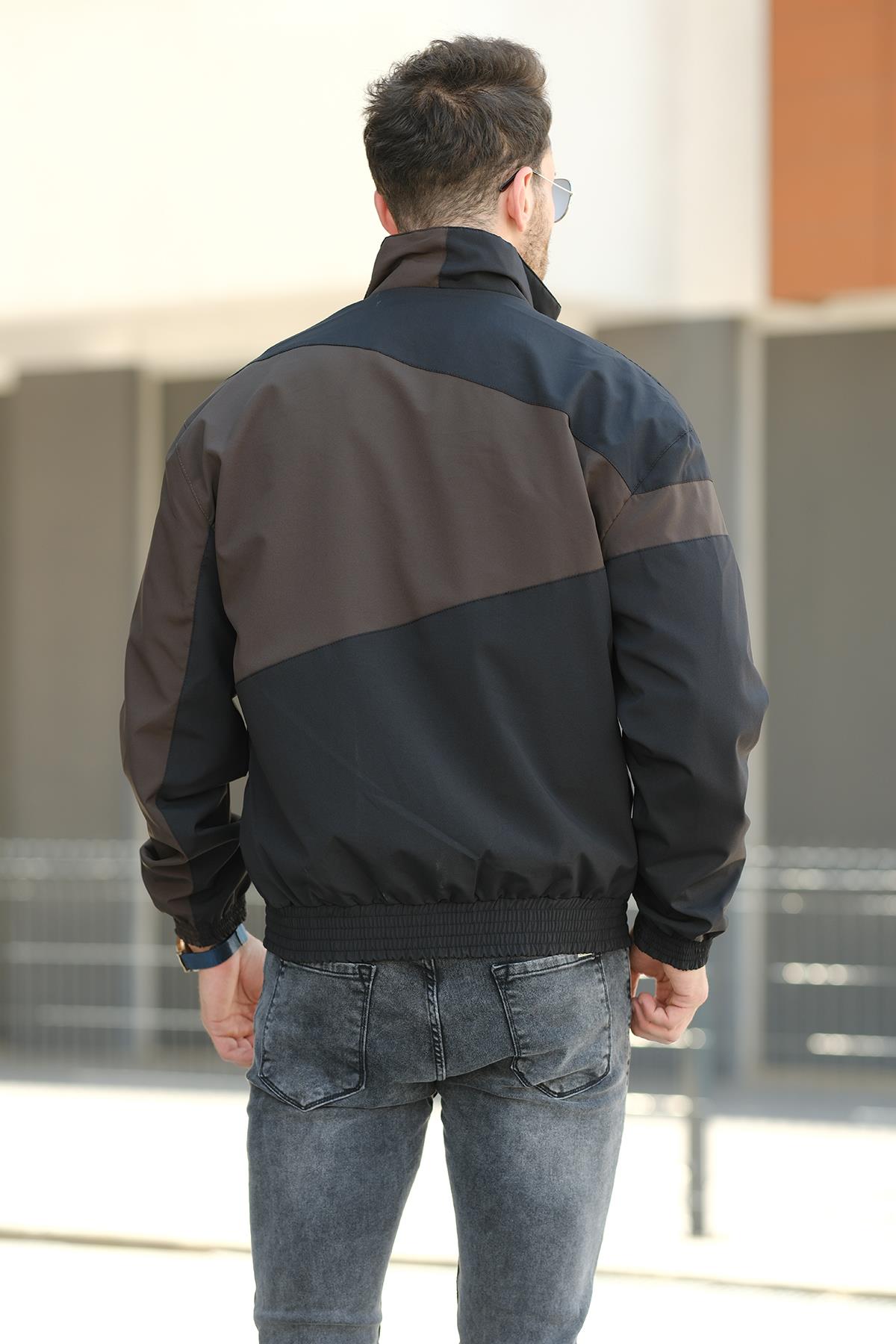 Phnom Su İtici Şerit Detaylı Erkek Dik Yaka Mevsimlik Mont Yağmurluk