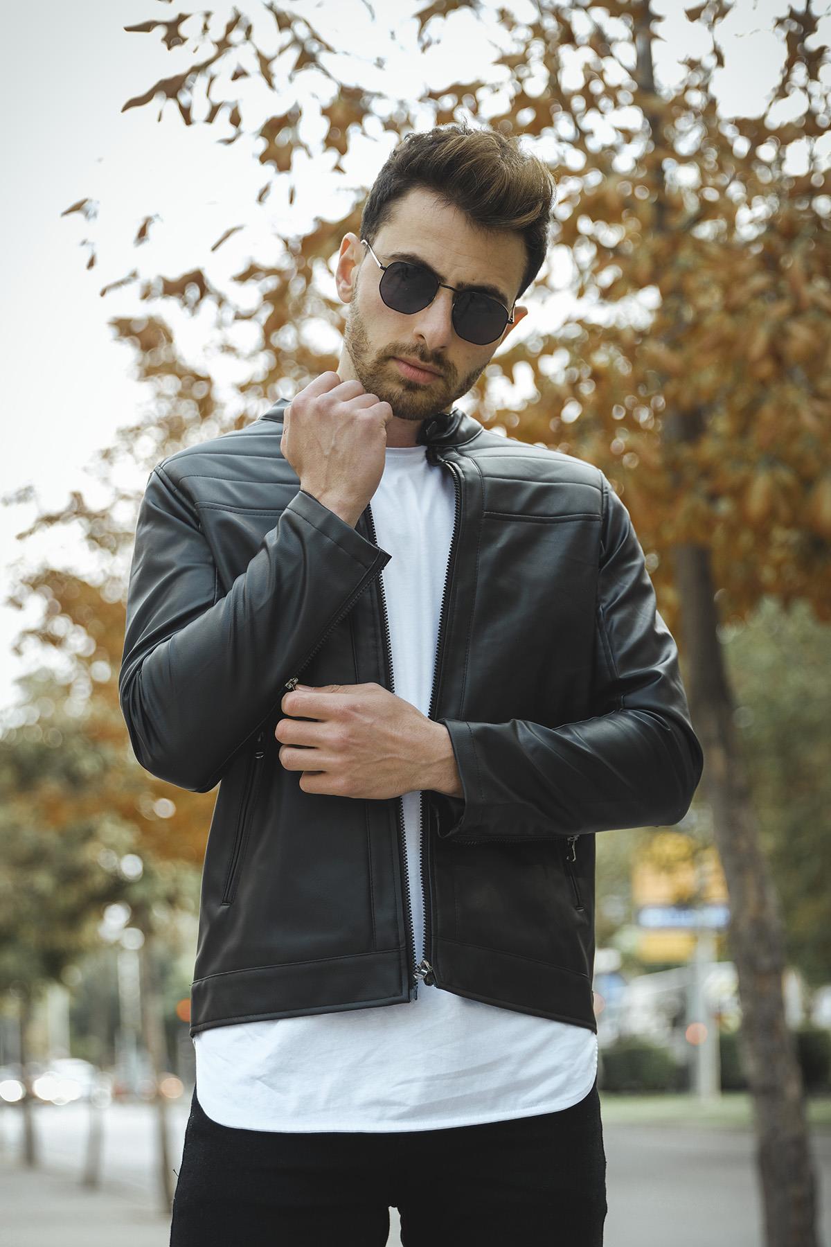 Piero Extra Slim Fit İçi Polarlı Erkek Deri Mont