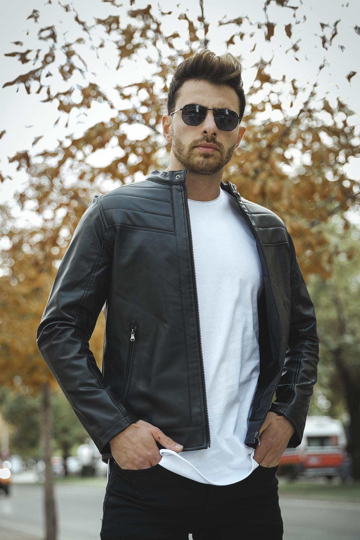 Piero Extra Slim Fit İçi Polarlı Erkek Deri Mont