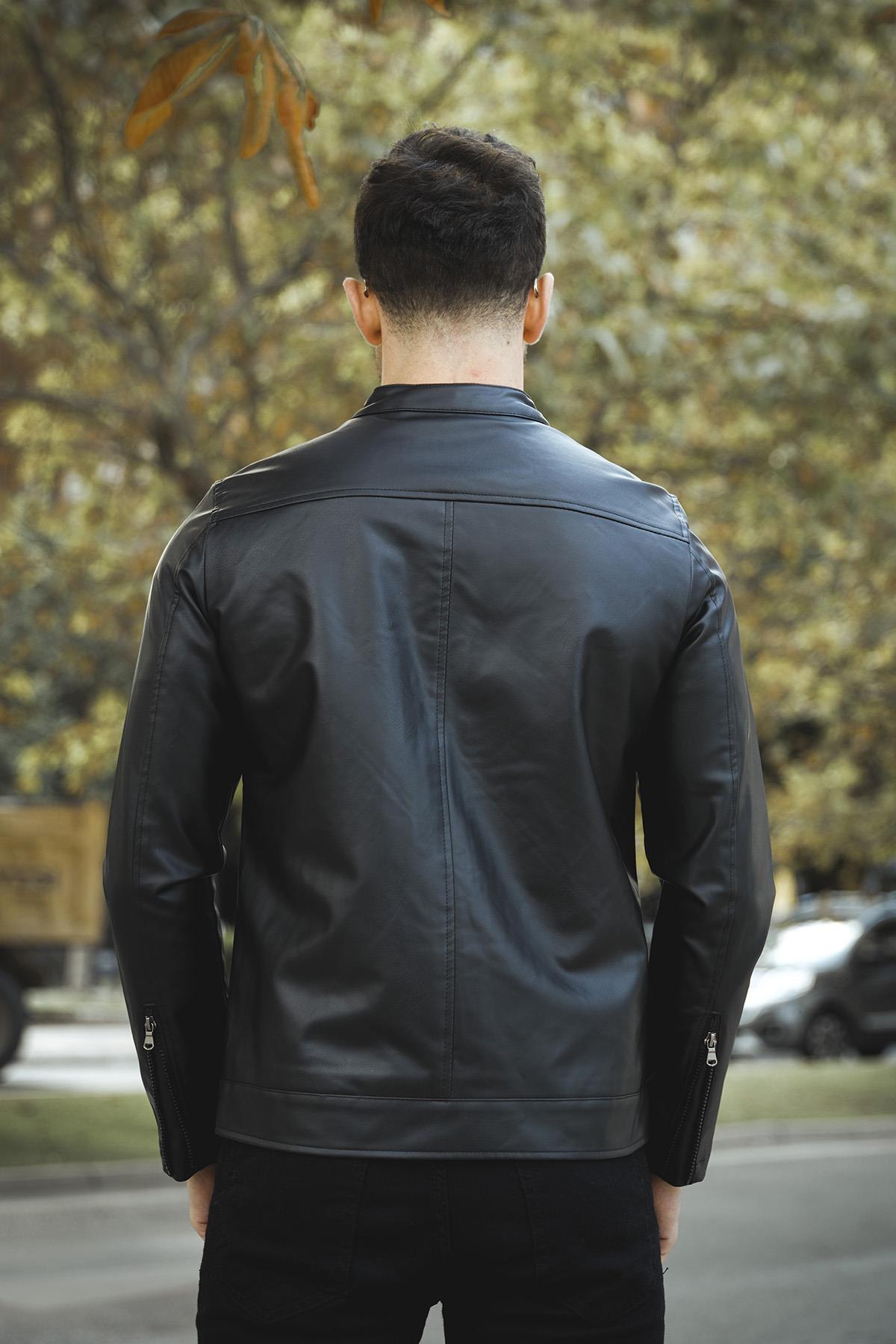 Piero Extra Slim Fit İçi Polarlı Erkek Deri Mont