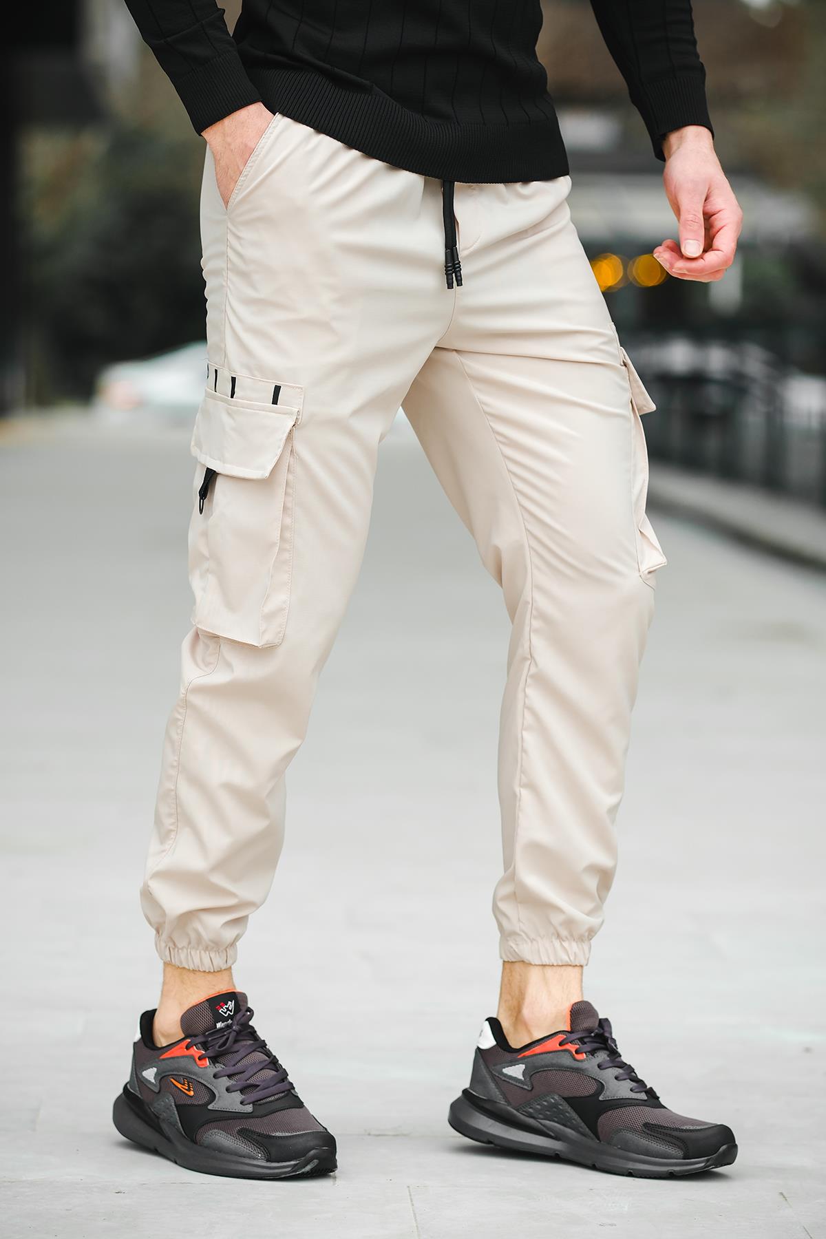 Pietro Slim Fit Kort Paraşüt Kargo Cepli Erkek Eşofman Alt