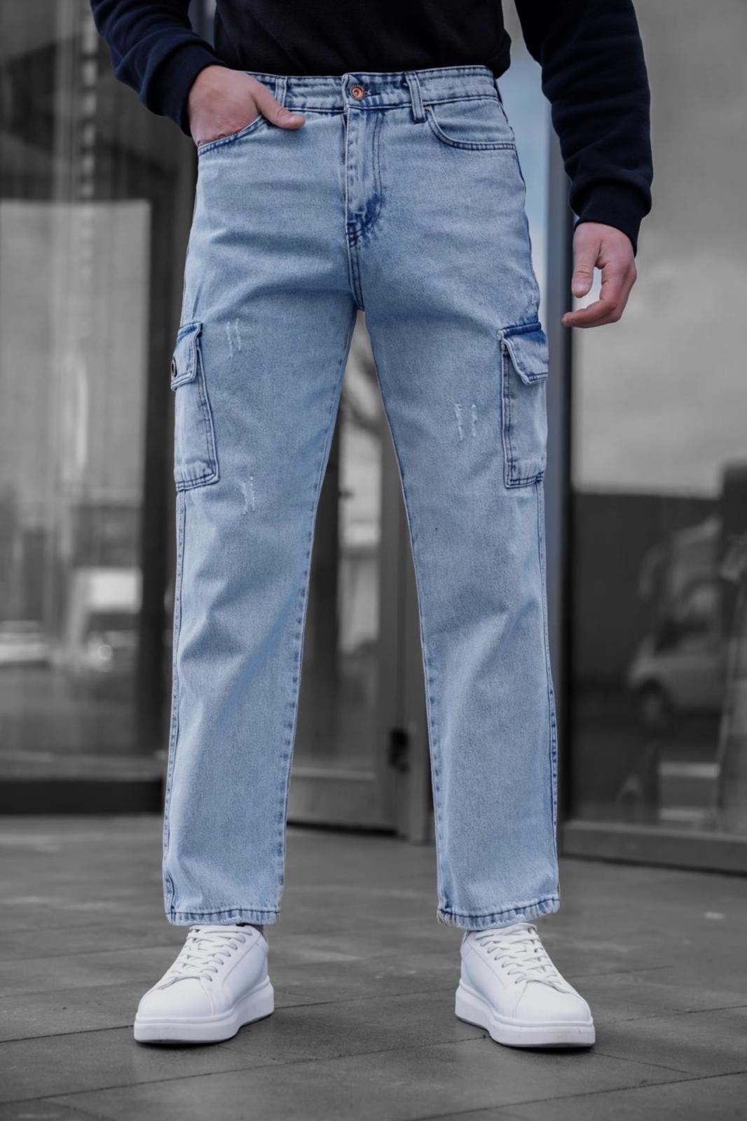 Prf 011 Yıpratmalı Komando Baggy Fit Kot Kargo Pantolon