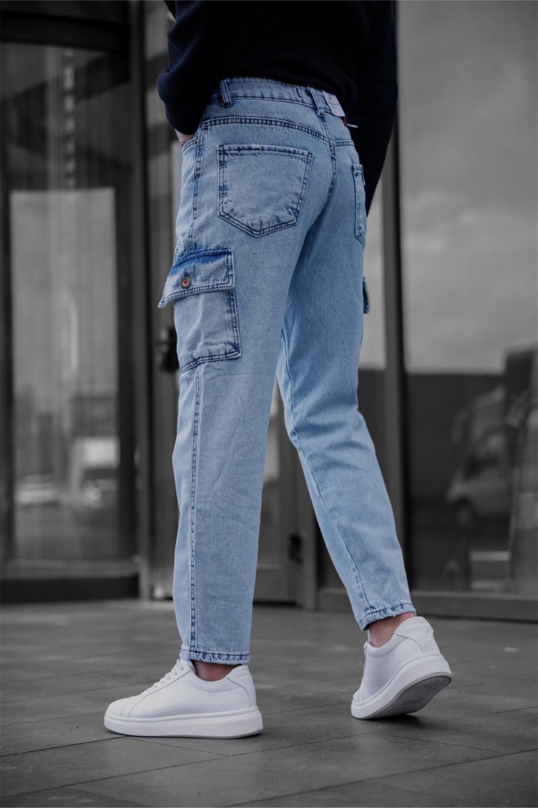 Prf 011 Yıpratmalı Komando Baggy Fit Kot Kargo Pantolon