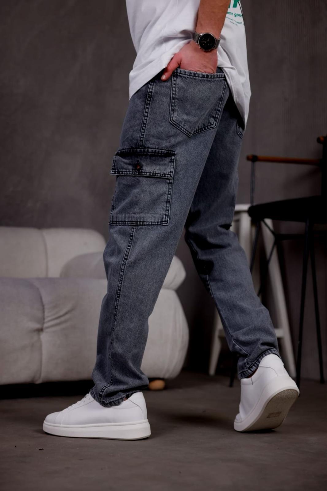 Prf 011 Yıpratmalı Komando Baggy Fit Kot Kargo Pantolon