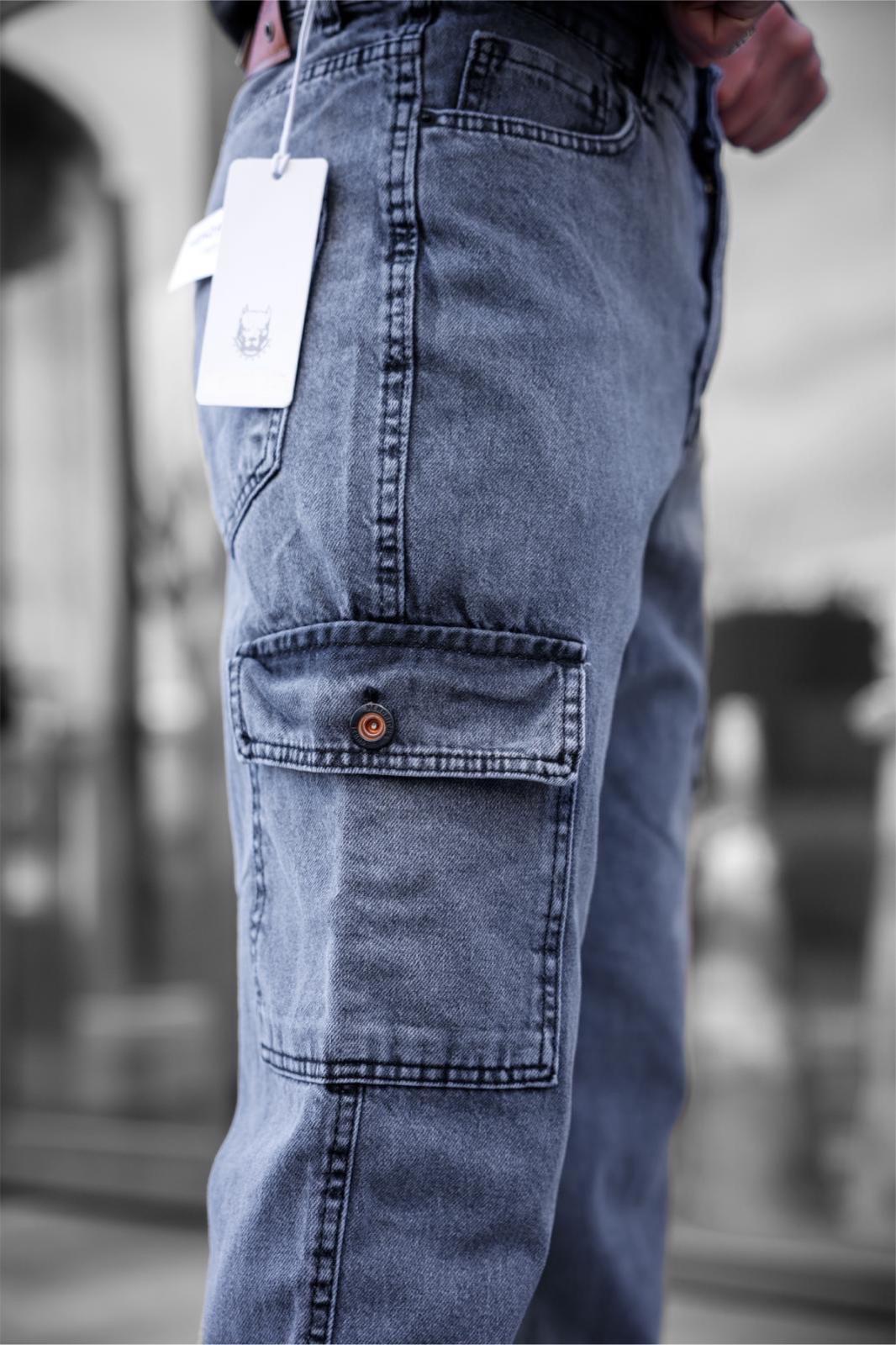 Prf 011 Yıpratmalı Komando Baggy Fit Kot Kargo Pantolon