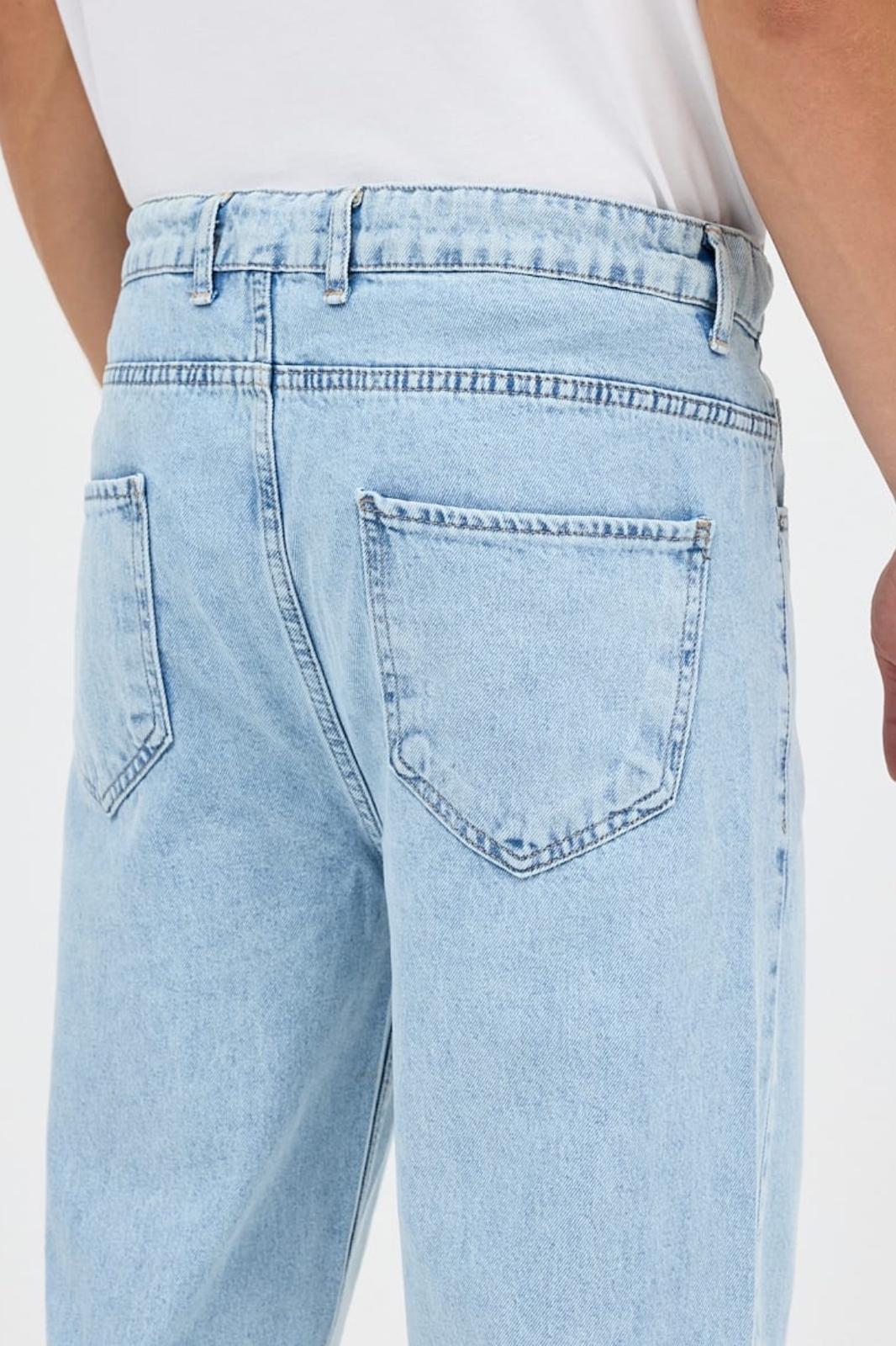Reax 896 Beli Lastikli İpli Baggy Bol Kesim Kot Pantolon