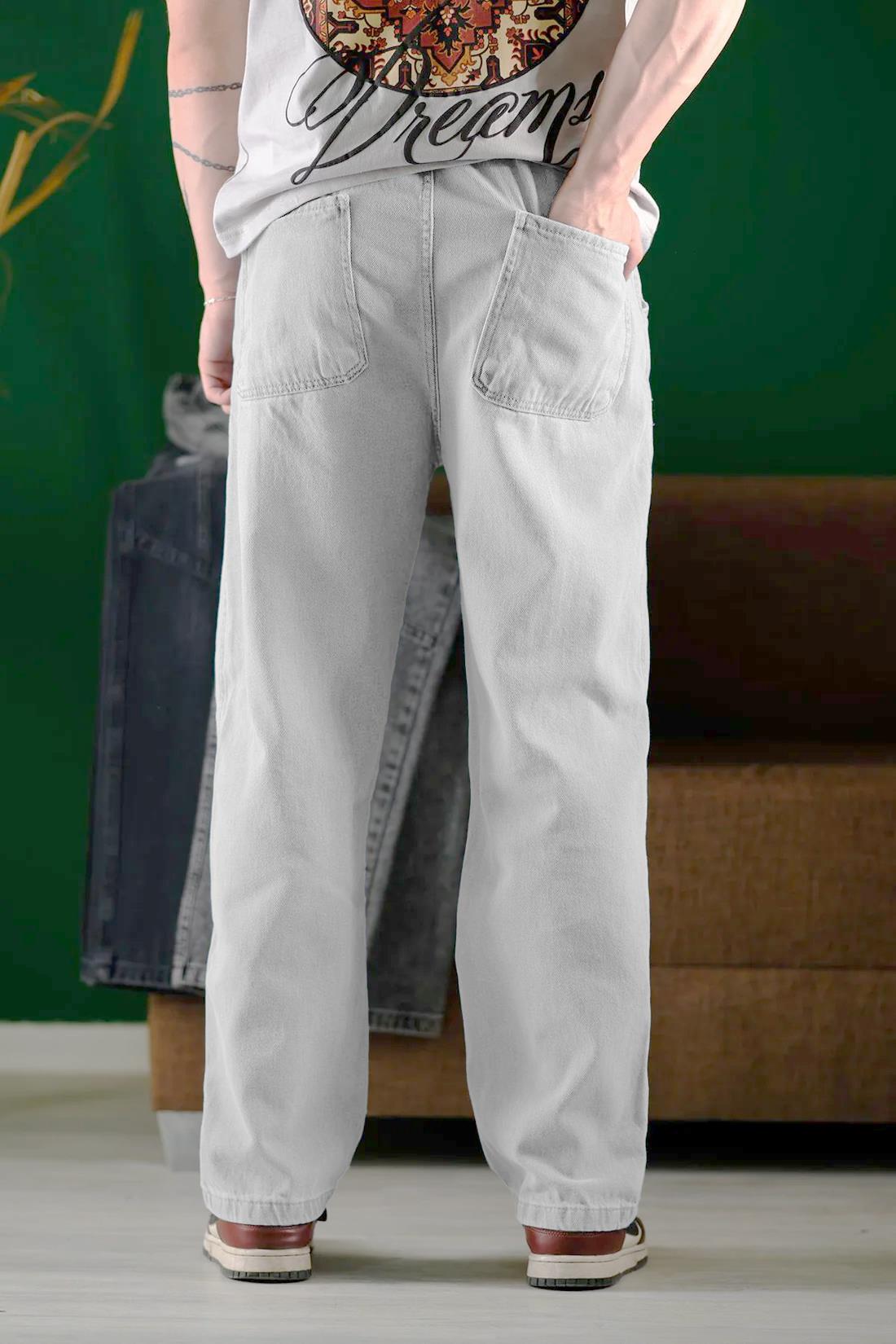 Reax Camils Beli Lastikli İpli Düz Paça Rahat Kesim Erkek Jean Pantolon