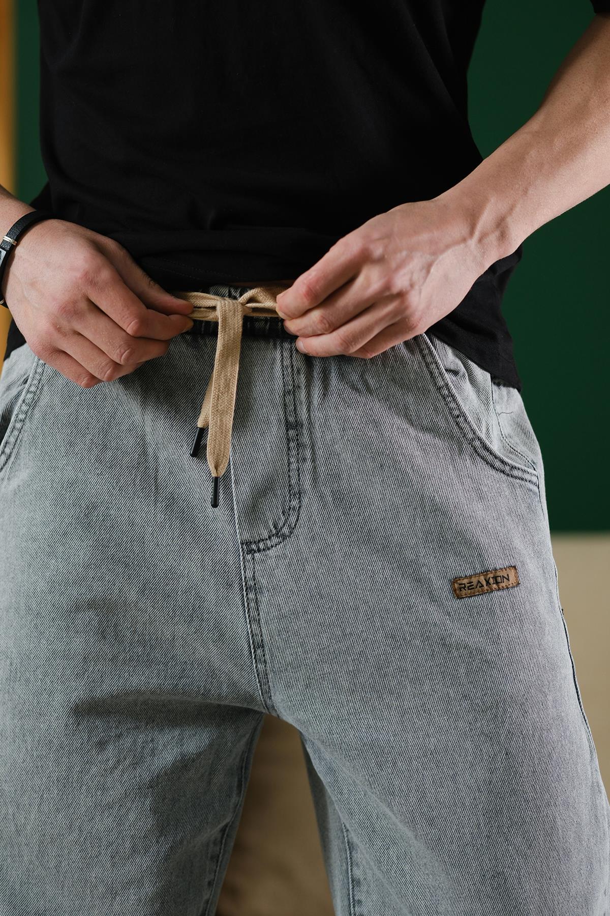 Reax Rayn Beli Lastikli İpli Düz Paça Rahat Kesim Erkek Jean Pantolon