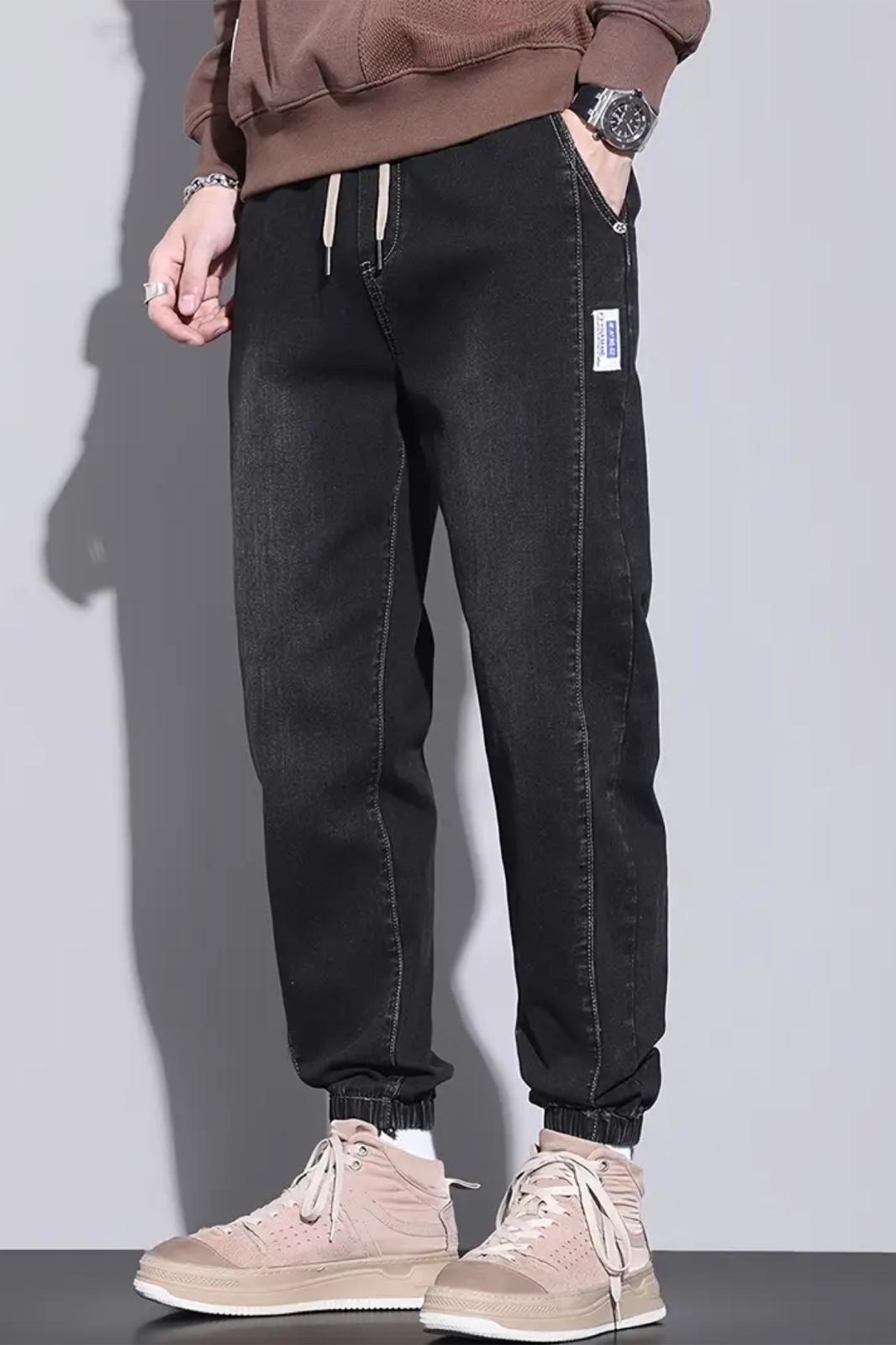 Reax Simon Beli ve Paçası Lastikli İpli Jogger Kesim Erkek Jean Pantolon