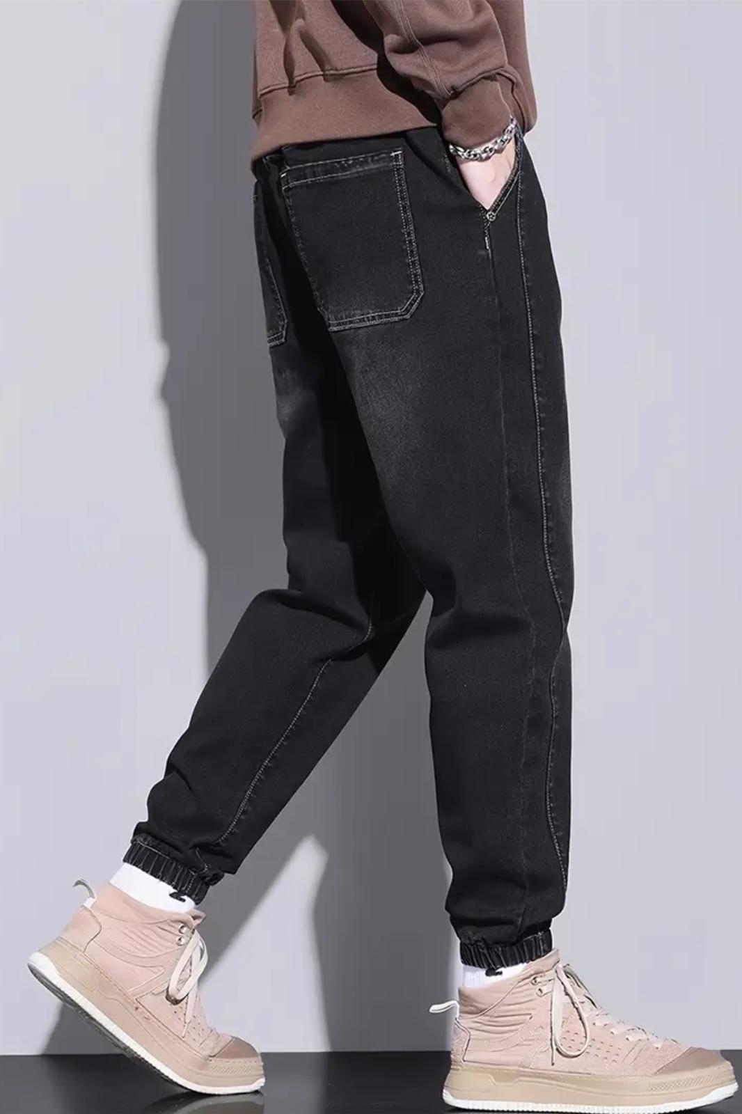 Reax Simon Beli ve Paçası Lastikli İpli Jogger Kesim Erkek Jean Pantolon