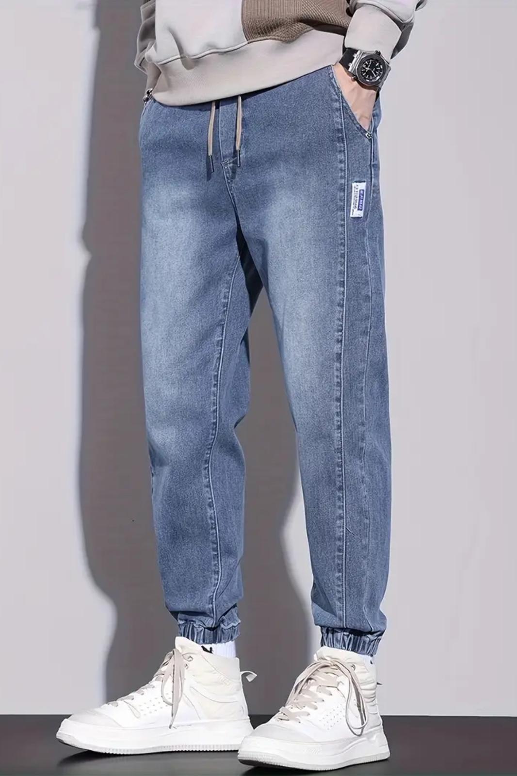 Reax Simon Beli ve Paçası Lastikli İpli Jogger Kesim Erkek Jean Pantolon