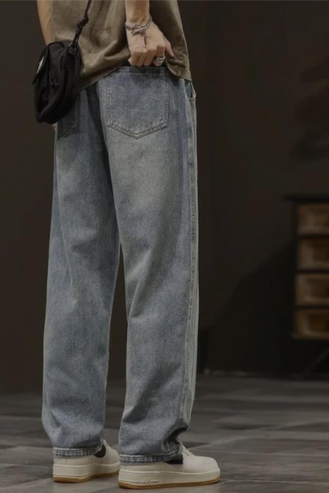Reax Streetwear Beli Lastikli İpli Düz Paça Rahat Kesim Erkek Jean Pantolon