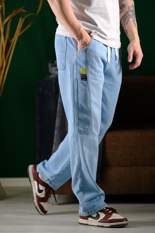 Reax Camils Beli Lastikli İpli Düz Paça Rahat Kesim Erkek Jean Pantolon