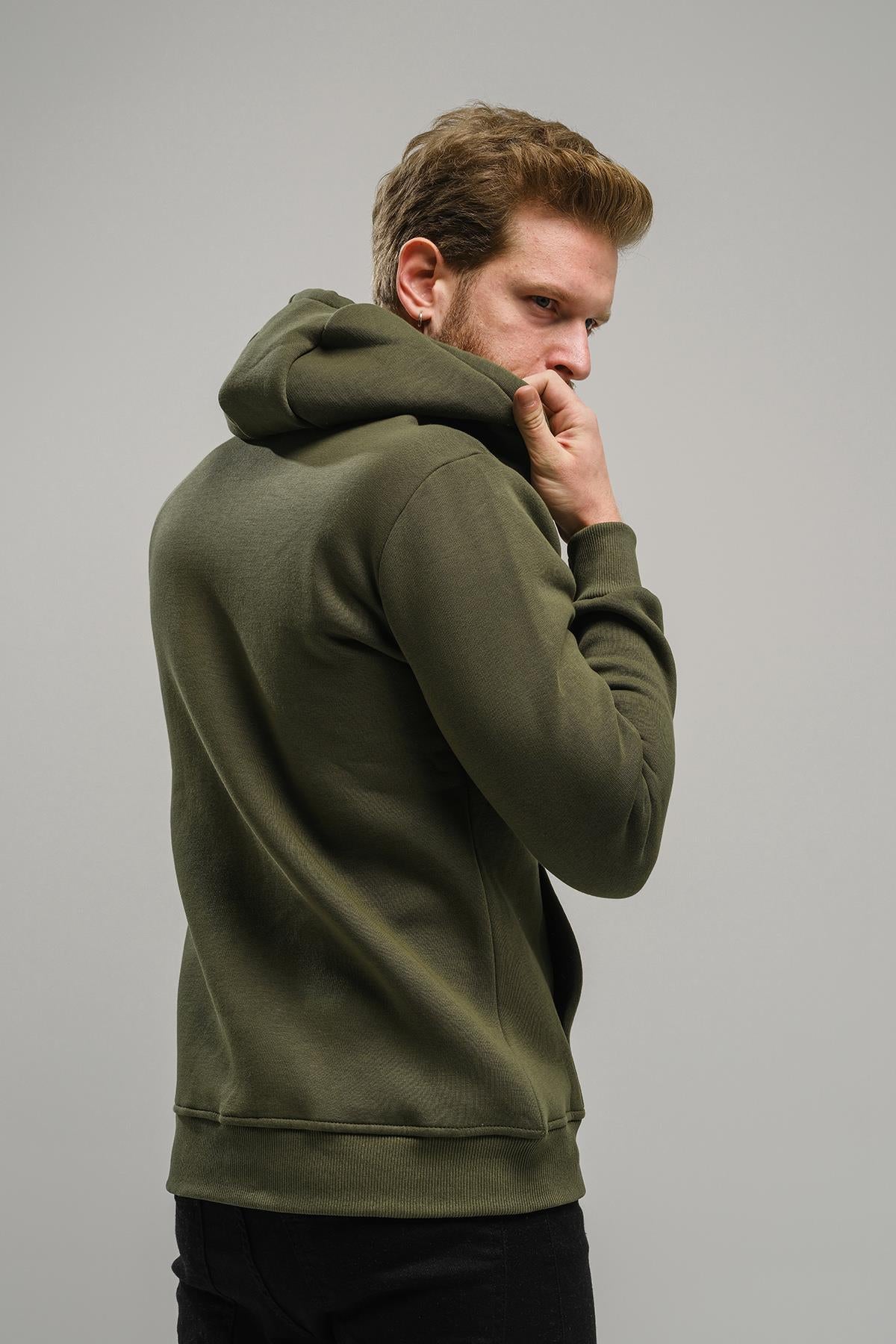 Regnault Üç İplik Pamuklu Kapüşonu File Detaylı Fermuarlı Sweatshirt