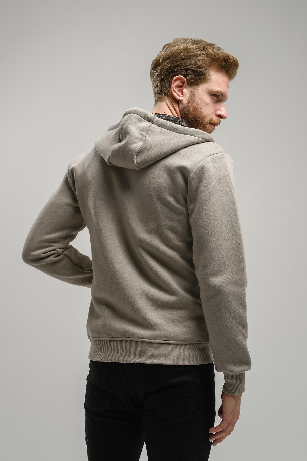 Regnault Üç İplik Pamuklu Kapüşonu File Detaylı Fermuarlı Sweatshirt