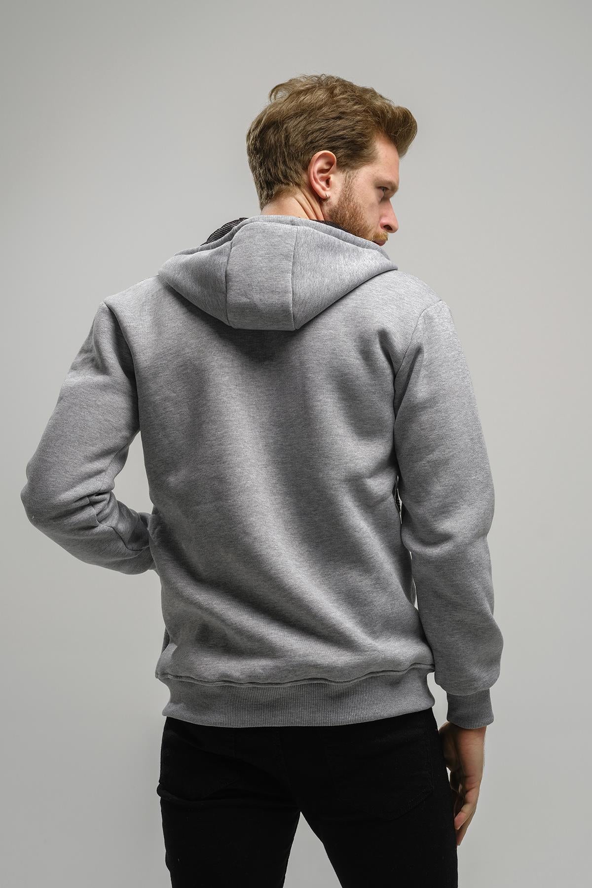 Regnault Üç İplik Pamuklu Kapüşonu File Detaylı Fermuarlı Sweatshirt
