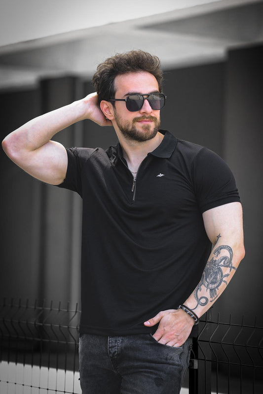 Zack Polo Yaka Petek Kumaş Yarım Fermuarlı Erkek Tshirt