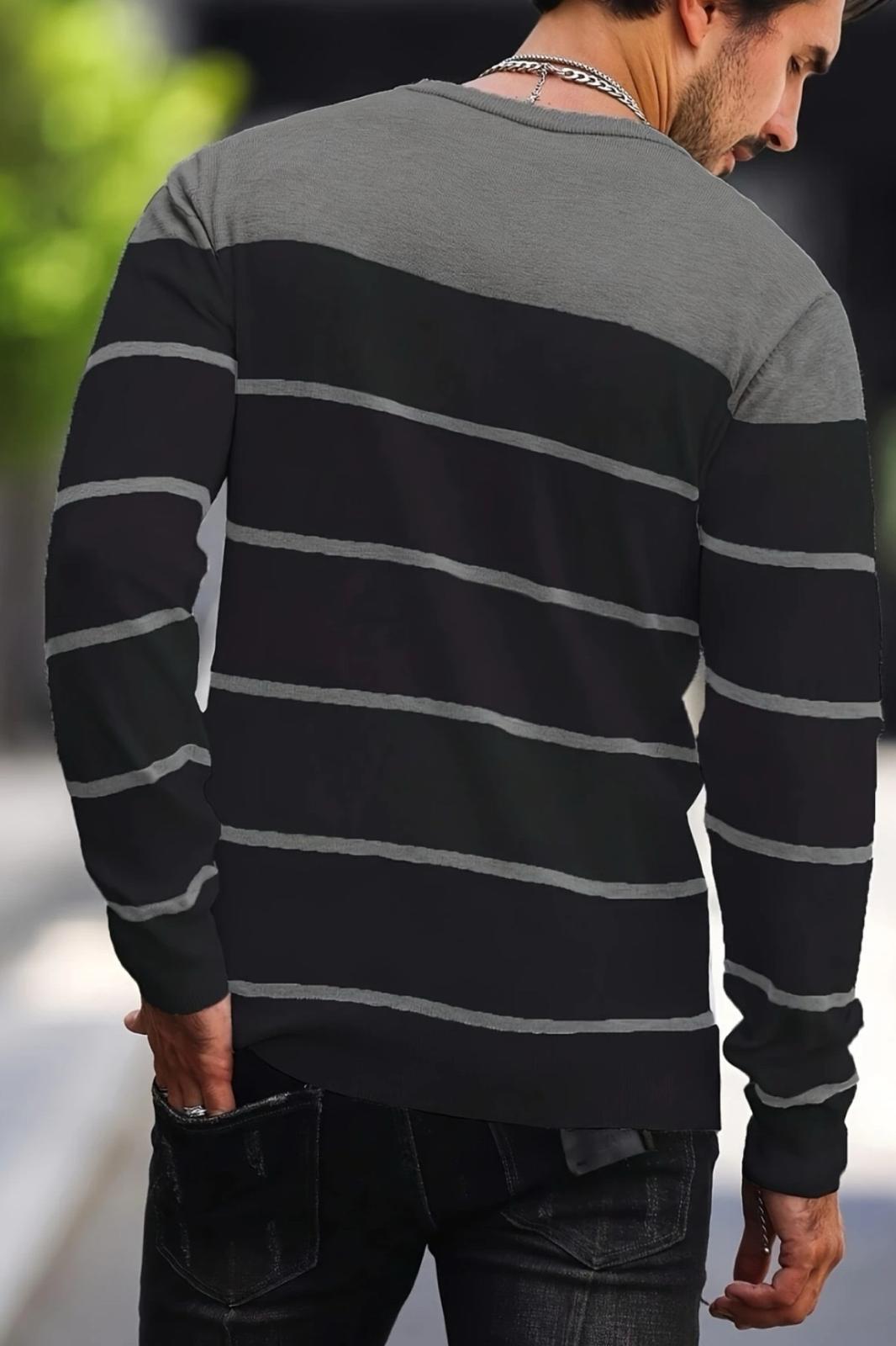 Santi Slim Fit Çizgili Bisiklet Yaka Erkek Triko Kazak