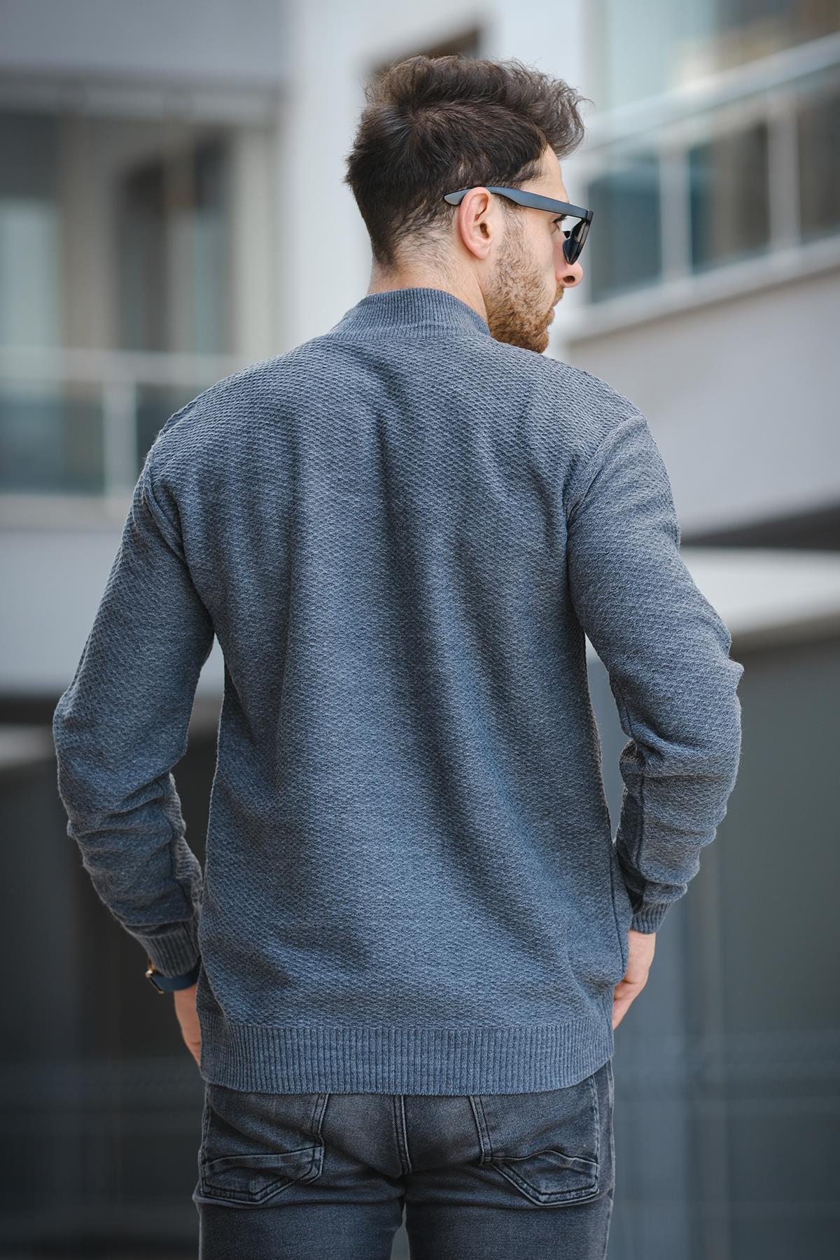 Seka 509 Slim Fit Petek Örgü Erkek Yarım Balıkçı Kazak