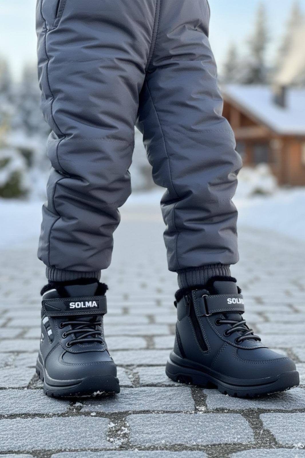 Solly İçi Kürklü Fermuarlı Bantlı Unisex Çocuk Bot