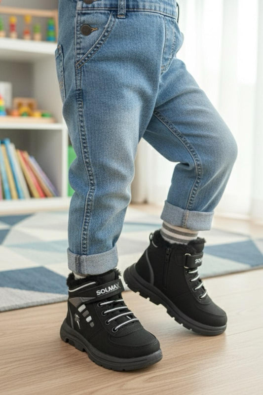 Solly İçi Kürklü Fermuarlı Bantlı Unisex Çocuk Bot