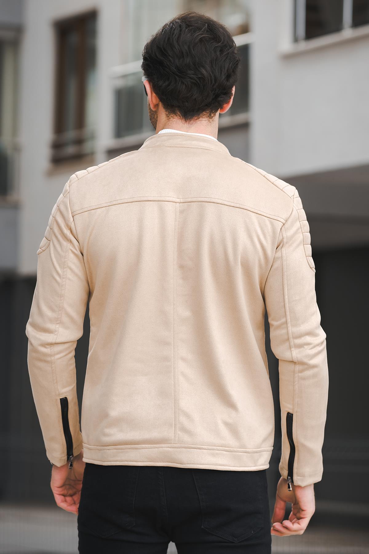 Tuci Zenta İçi Polarlı Slim Fit Hakim Yaka Erkek Süet Mont