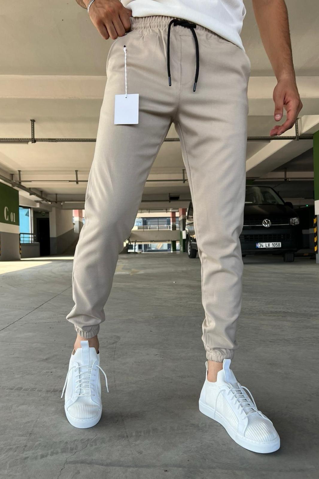 Wendy Dar Kalıp Paçası ve Beli Lastikli Erkek Jogger Pantolon
