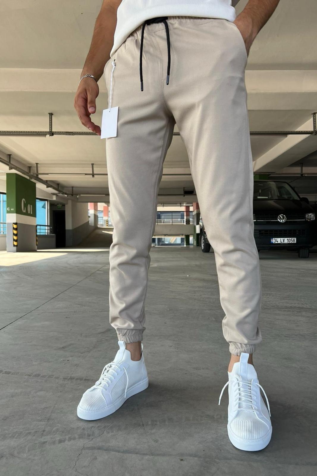 Wendy Dar Kalıp Paçası ve Beli Lastikli Erkek Jogger Pantolon