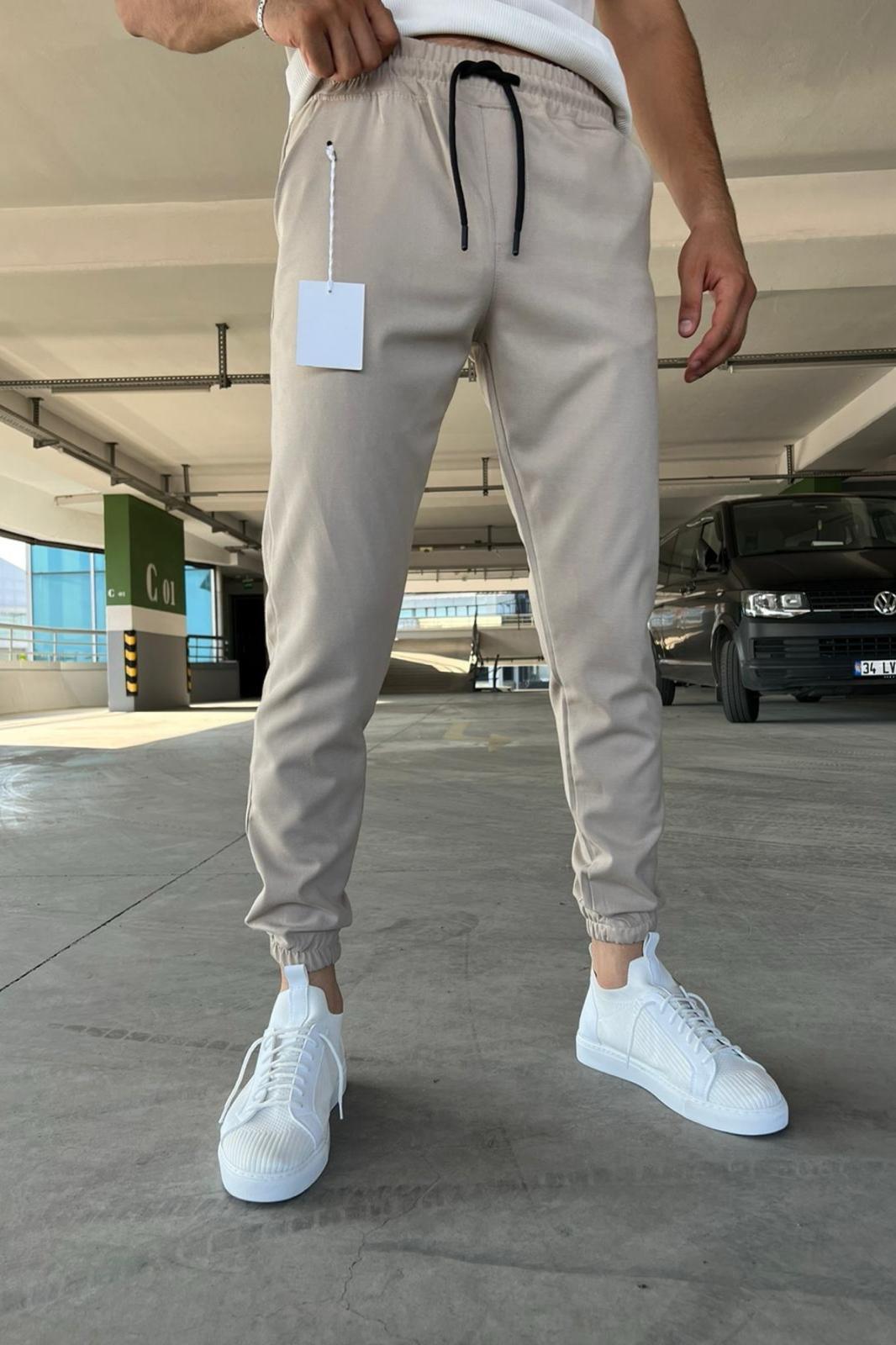 Wendy Dar Kalıp Paçası ve Beli Lastikli Erkek Jogger Pantolon