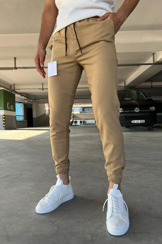 Wendy Dar Kalıp Paçası ve Beli Lastikli Erkek Jogger Pantolon