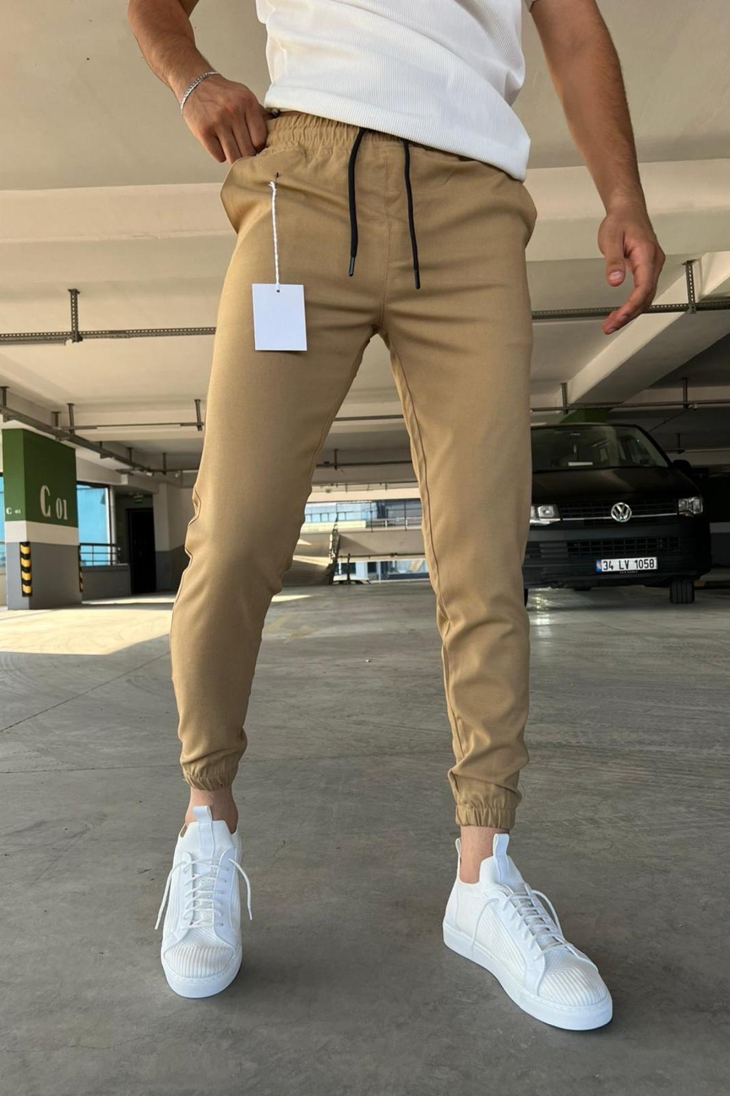 Wendy Dar Kalıp Paçası ve Beli Lastikli Erkek Jogger Pantolon