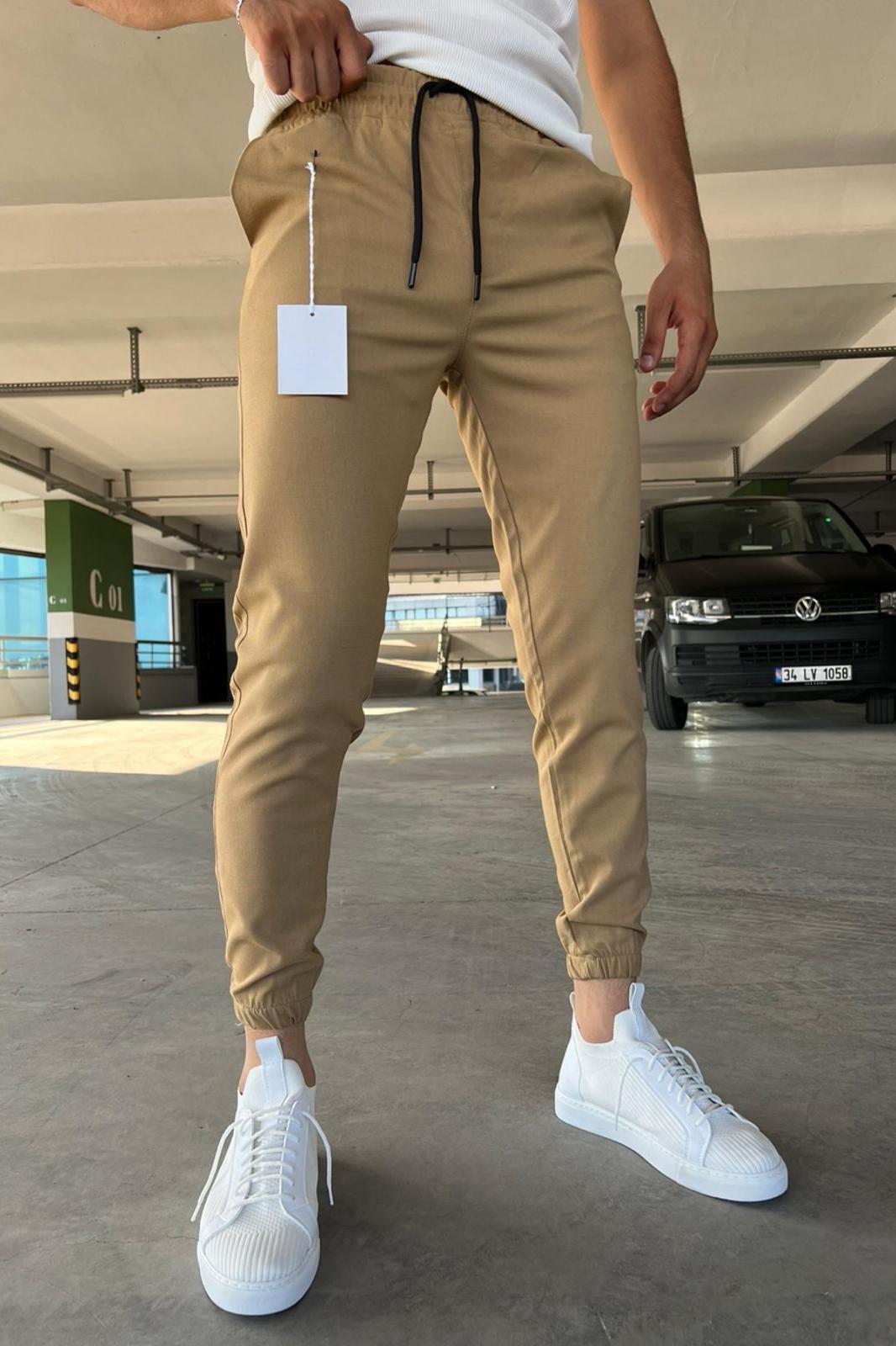 Wendy Dar Kalıp Paçası ve Beli Lastikli Erkek Jogger Pantolon
