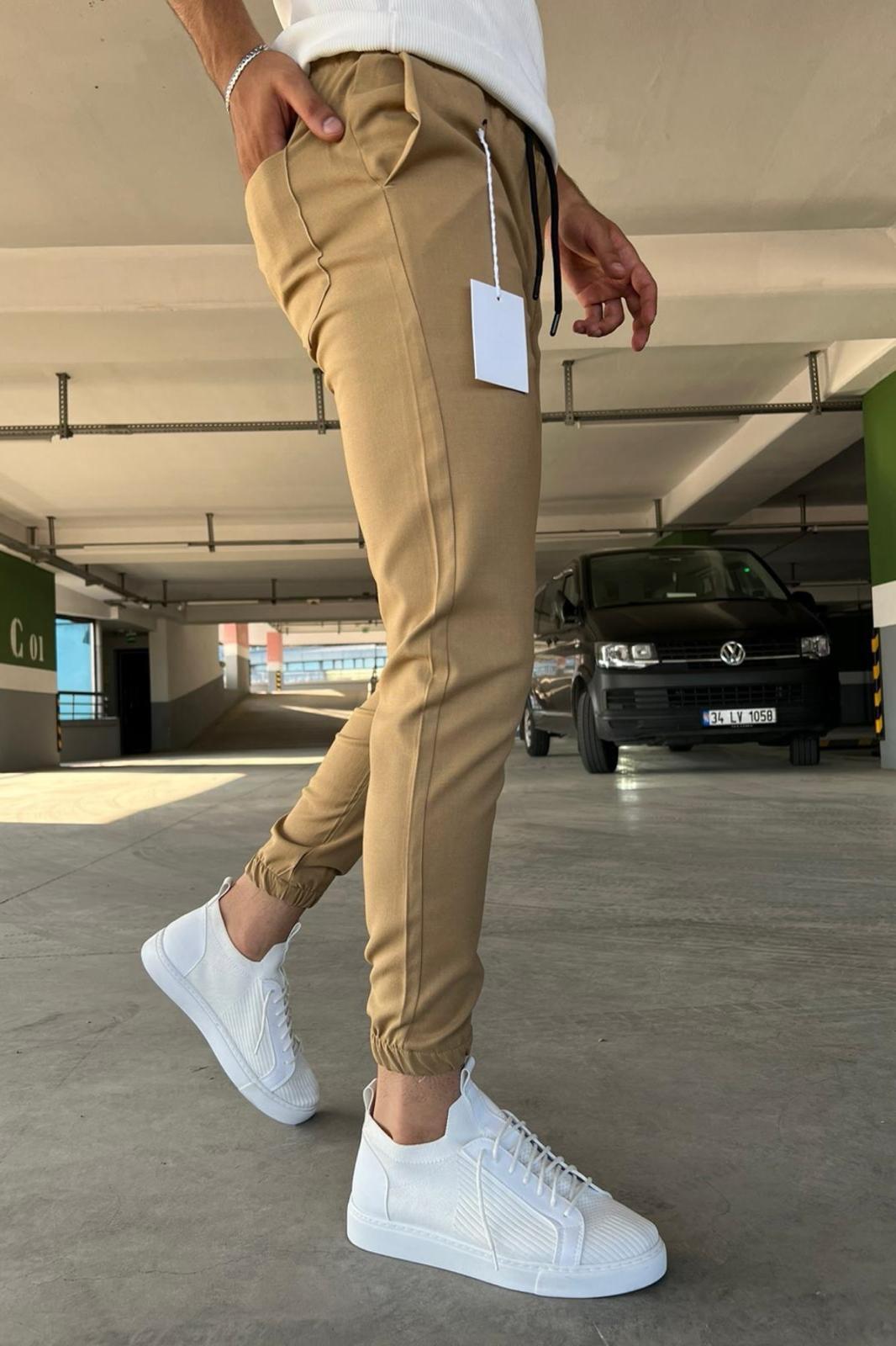 Wendy Dar Kalıp Paçası ve Beli Lastikli Erkek Jogger Pantolon