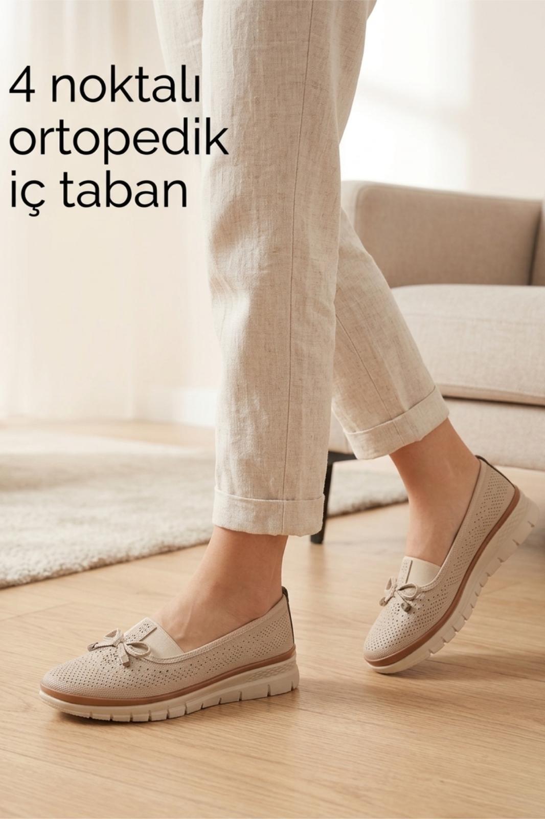 Wnt 107 Kadın Lazer Kesim 4 Noktalı Ortopedik Günlük Loafer Anne Ayakkabı
