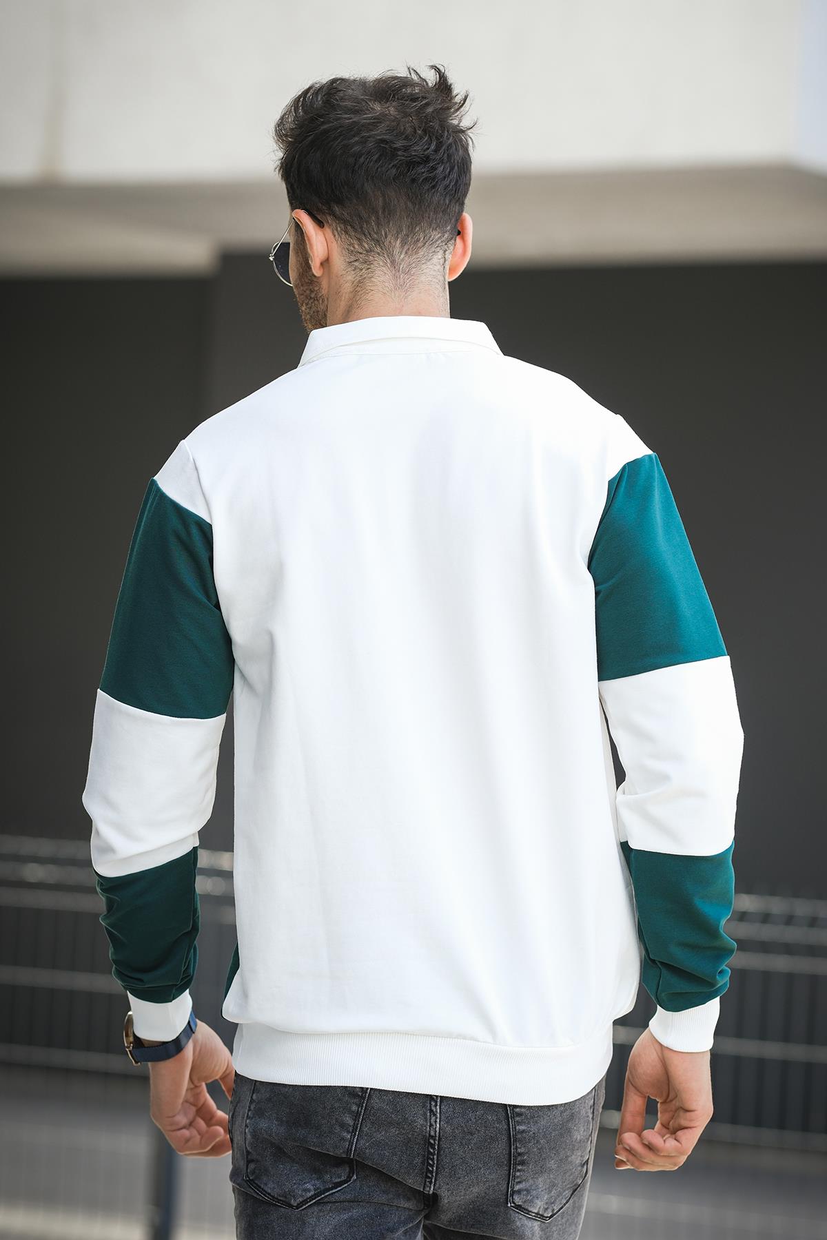 Yaounde Çift Renkli Yarım Fermuarlı Yakalı Erkek Sweatshirt