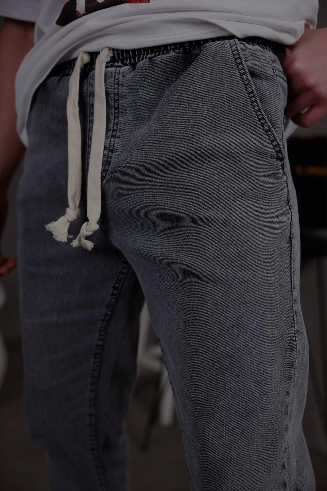 Zessi Paçası ve Beli Lastikli Slim Fit Likralı Kot Jogger Pantolon